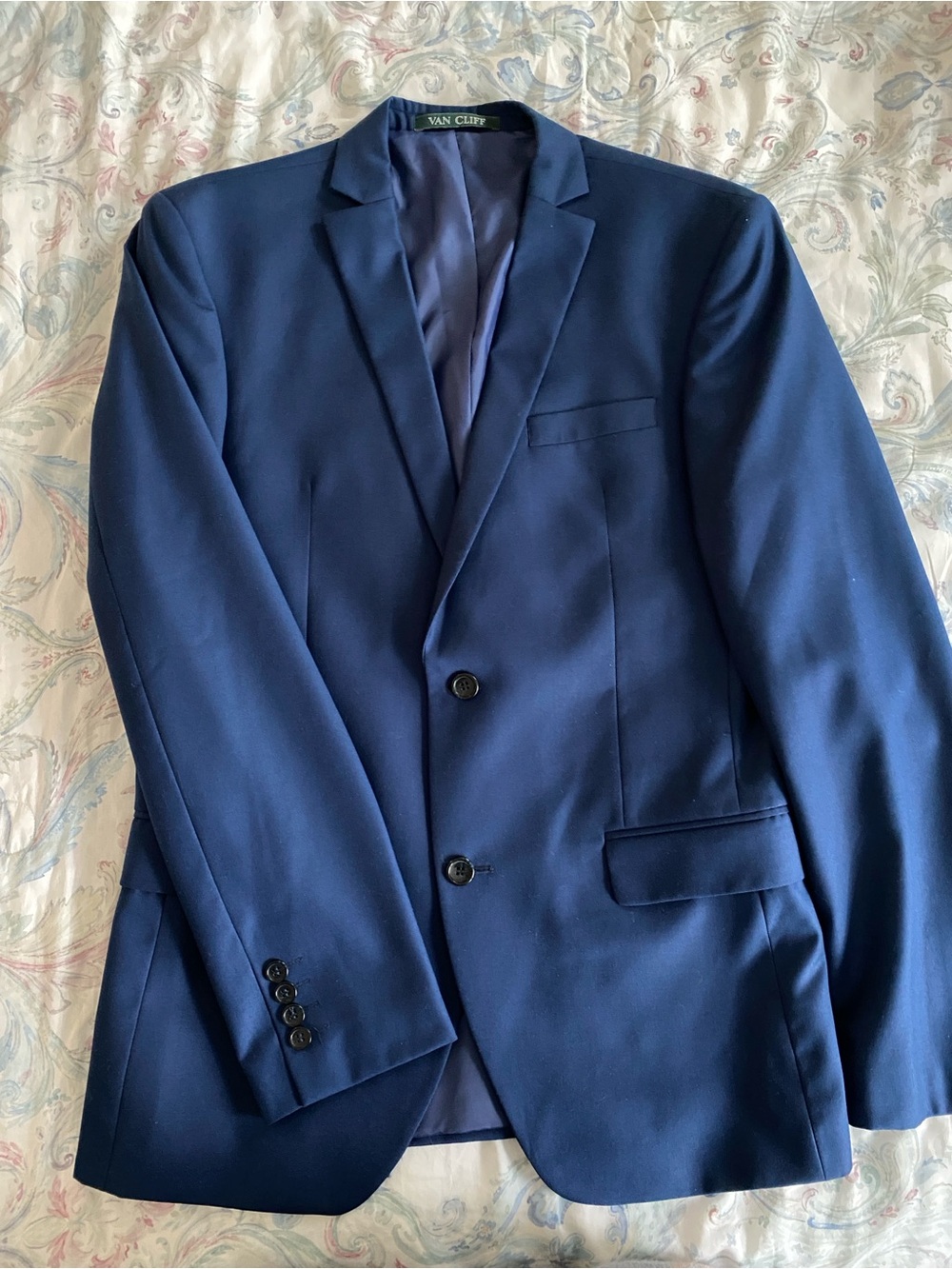 VAN CLIFF Men's Classic Blue Two-Piece Suit - Modern Fit